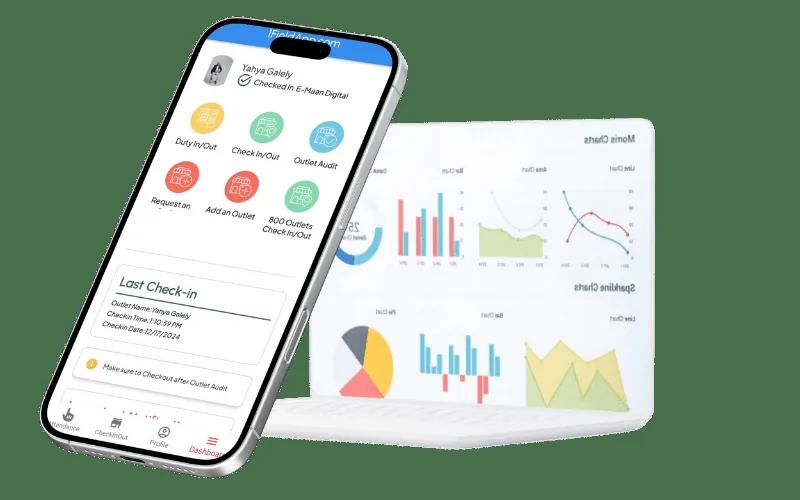 1FieldApp on phone and laptop